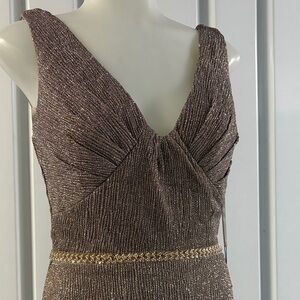 Shimmering Sleeveless Brown Dress
